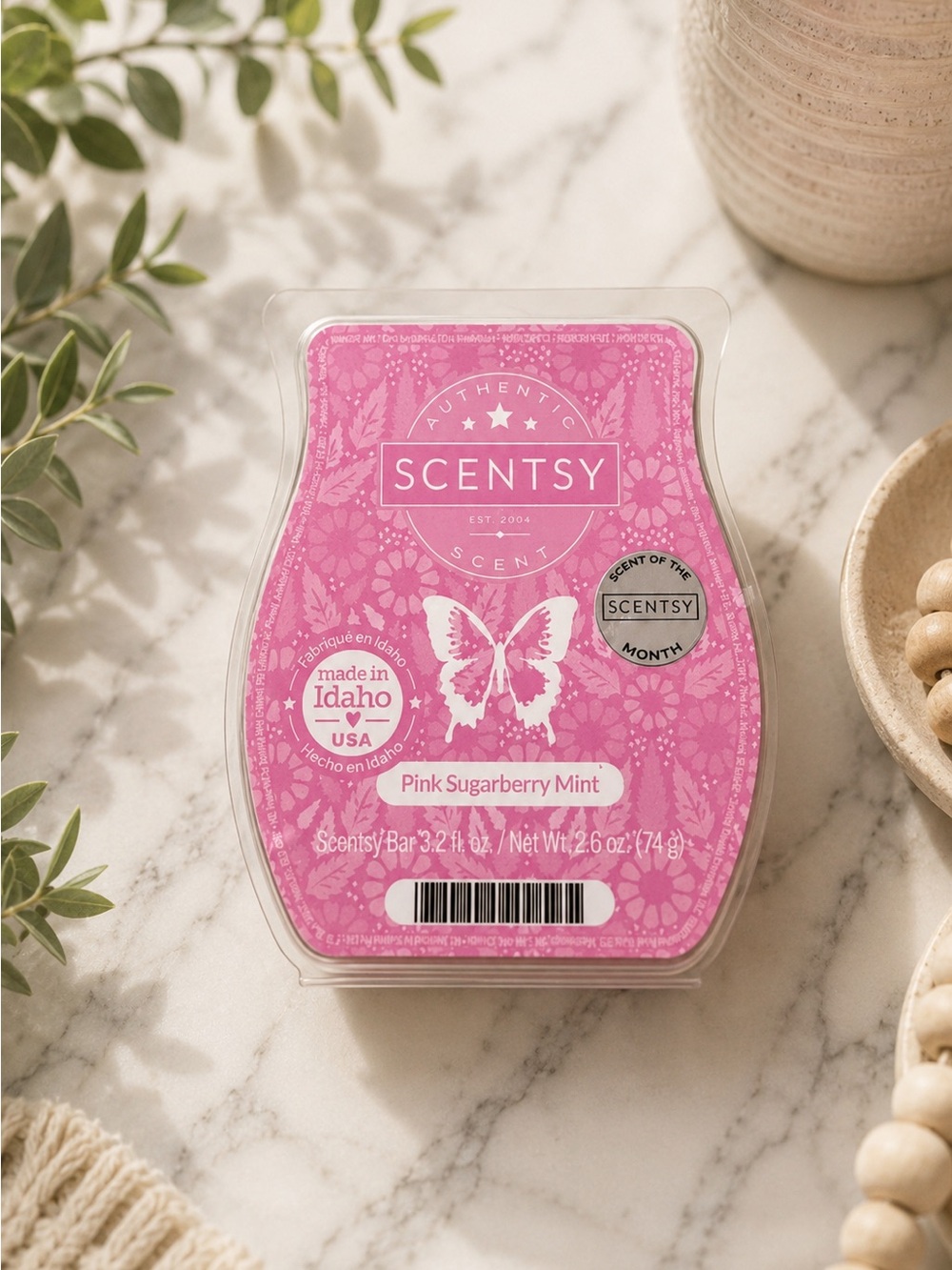 Scentsy Pink Sugarberry Mint Wax Bar - Bright Pink